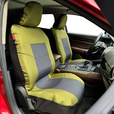 Fundas de asiento delanteras de coche para Volkswagen Jetta 1995-2024 lona negra verde 2 piezas Foto 1 de 4
