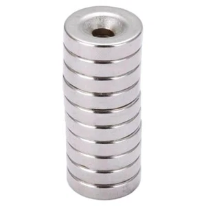 Potężne magnesy neodymowe N52, 20 mm, z otworem 5 mm, zestaw 10 - Zdjęcie 1 z 8