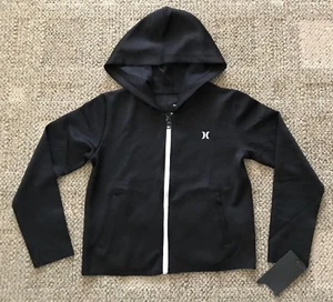 Hurley Youth Girls Size M 8 10 Black Full Zip Spring Hoodie Jacket Black White - Picture 1 of 3