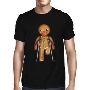 1 Tee Herren Weihnachten Lebkuchenmann auf Krücken T-Shirt - Bild 1 von 24