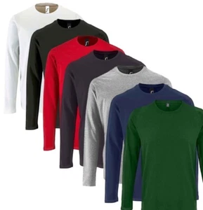 Long Sleeve Cotton Tee S-4XL SOL'S Imperial Crew Neck T-Shirt - Picture 1 of 18