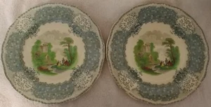 Royal Doulton Transfer Ware Dinner Plate Disc. Extremely Rare lot of 2 - Picture 1 of 2