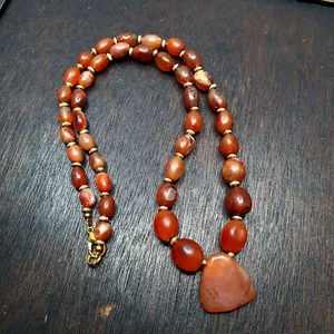 AA RARE Old antique Indo Tibetan Carnelian Agate Beads necklace - Picture 1 of 12