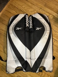 Reebok Junior Jr Street Hockey Goalie Pads 24" Black & White - Picture 1 of 12