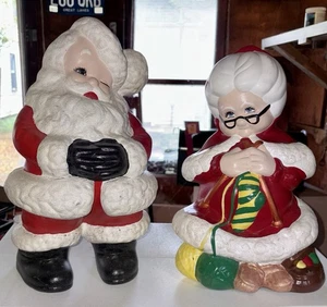Vintage große Weihnachten Herr und Frau Weihnachtsmann Keramik Figuren 16 1/2" & 13 1/2" - Bild 1 von 14