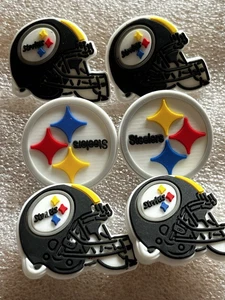 Set Of 6 PITTSBURGH STEELERS American Football NFL Shoe Charms Party Decs - Picture 1 of 3