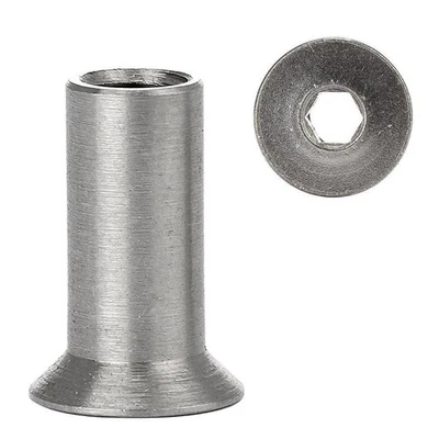 Edelstahl A1 Hülsenmuttern mit Senkkopf und Innensechskant ISK Hülsen Muttern - Bild 1 von 4