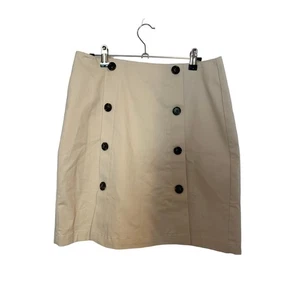 Loft NWT Beige Button Detail Women's Size 4 Knee Length Skirt Lined - Picture 1 of 6