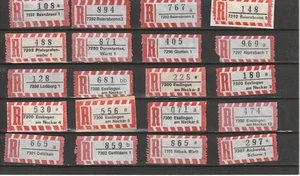 20 R-Zettel BRD, versch. Postämter, 7292 Beiersbronn 1 bis 7307 Aichwald Schurw1 - Bild 1 von 1