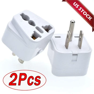 2 PCS European EU To US American Adapter Plug Converter Euro Asia to USA - Image 1 of 4