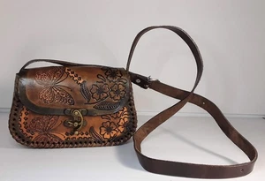 Leder Umhängetasche Schmetterling Motiv Handtasche - Bild 1 von 8