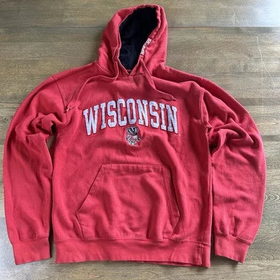 Sudadera con Capucha De Colección Wisconsin Badgers Para Hombres M Roja Sudadera Y2K Antigua Marca Universitaria Foto 1 de 4