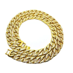 Chic Mens Hip Hop Crystal Rhinestones Cuban - Picture 1 of 4