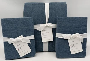 Pottery Barn Soft Washed Denim FULL / QUEEN Duvet Cover & Standard Shams ~ Blue - Picture 1 of 2