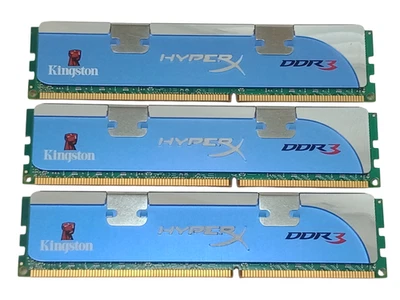 Kit x3 Kingston HyperX KHX1600C9D3K3/6GX 6GB (2GBx3) PC3-12800 DDR3-1600 RAM - Image 1 of 4