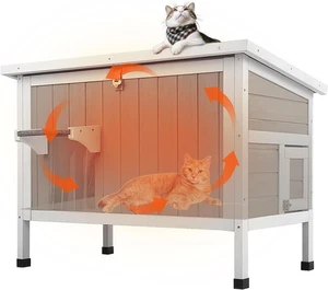 Petscosset Outdoor Cat House Insulated Feral Cat House with Openable Roof - Picture 1 of 9