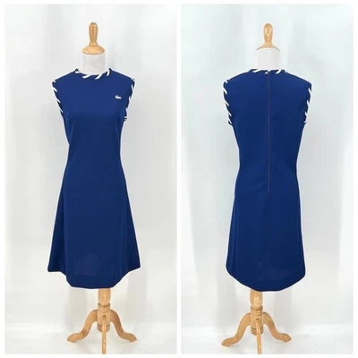 Vestido Lacoste David Cristal Vintage Años 60 Sin Mangas Azul Sin Mangas Cambio Tenis Foto 1 de 4