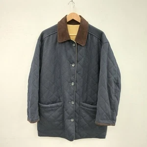 Christopher Dawes Coat UK 14 Blue Beige Reversible Quilted RMF04-EH - Picture 1 of 9
