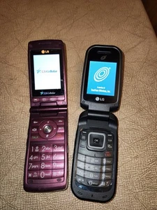 2 LG Flip Cell Phones - Wine Red UX280WR (US Cellular) and LG442BG (Tracphone) - Picture 1 of 9