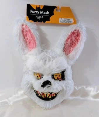 Furry Mask Adult Bunny Creepy Evil Scary Halloween Breathable For Costume YIKES - Image 1 of 4