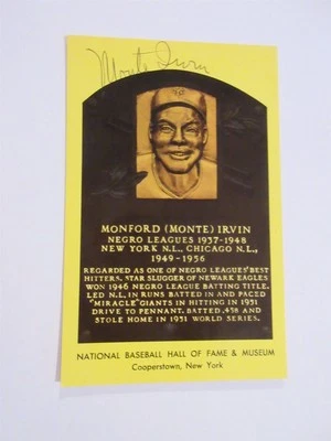 Placa de béisbol postal autografiada de Monte Irvin HOF  Foto 1 de 3