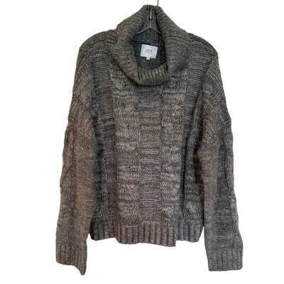 Suéter JOA Tejido con Cable Grueso Cuello Alto Mujer Gris Medio Boho Pescador Cómodo Foto 1 de 4