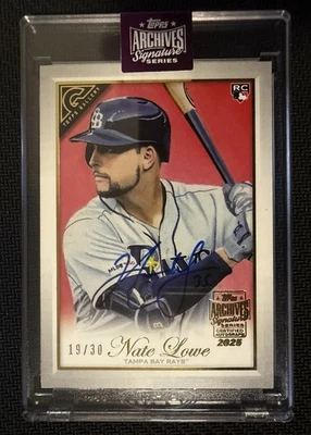 2025 Topps Archive Nate Lowe Auto RC /30 2019 Topps Gallery - Image 1 of 2