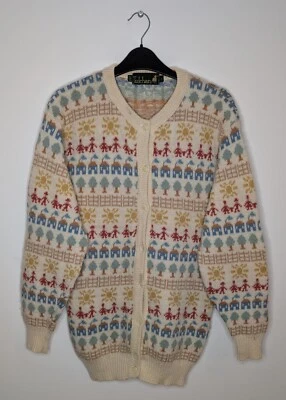 Cárdigan tejido Tulchan vintage de lana pura nueva para mujer - Cottagecore - talla L Foto 1 de 4