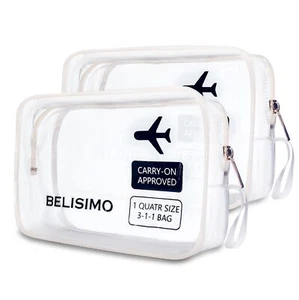 2 Pack Clear Makeup Bag TSA Approved Travel Toiletry Bag for Men Women - Picture 1 of 6