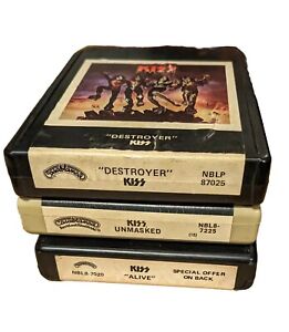 Lot de 3 cassettes KISS 8 pistes Destroyer Alive & Unmasked  Rare Vintage 