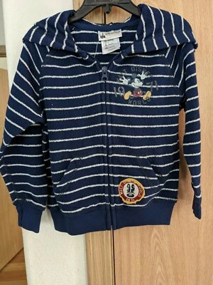 Walt Disney World Blue Striped Zip Hoodie Mickey Mouse Boys XXS (2/3) NWT - Image 1 of 4