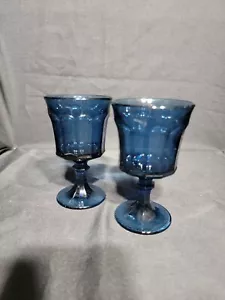 2x RARE Oneida ENTREE Cobalt Blue Wine Glass 4-7/8" Tall Vintage Hard to Find - Picture 1 of 7