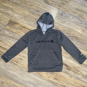 CARHARTT FORCE LOGO RELAXED FIT GREEN COTTON BLEND PULLOVER HOODIE SIZE 6 SMALL - Picture 1 of 15