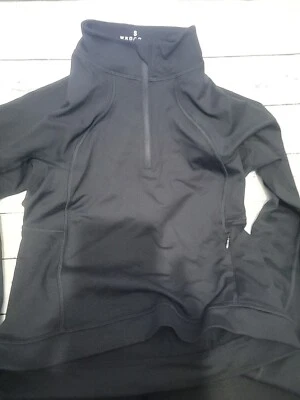 Top para correr Lycra con cremallera forrado de lana capa base negro calce atlético S  Foto 1 de 4