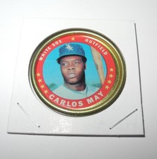 1971 Topps Baseball Coin Pin #144 Carlos May Chicago White Sox NEAR MINT