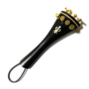 Cordal de madera de ébano para violín 4/4 con afinador fino incrustado flor dorada - Imagen 1 de 5