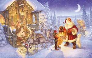 Scott GUSTAFSON " Santa at the North Pole Special Edition CANVAS Christmas art - Picture 1 of 9