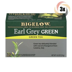 3x Boxes Bigelow Earl Grey Natural Green Tea | 20 Pouches Per Box | 1.05oz - Picture 1 of 3