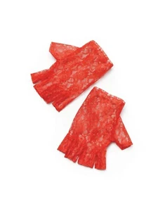 Short Lace Fingerless Gloves Unisex Fancy Dress Accessory Soft and Elegant Red - Bild 1 von 2