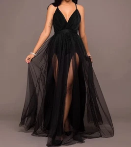 Womens sexy gothic black tulle floor length sleeveless dress (see description) - Bild 1 von 6