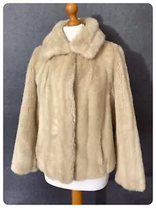 ORIGINAL FRENCH VINTAGE 1950’s 60’s CREAM BLONDE FAUX FUR JACKET COAT UK 12 - Picture 1 of 9
