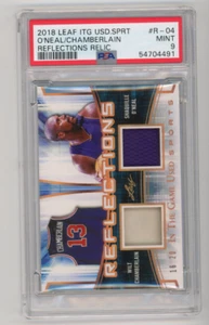2018 LEAF IN THE GAME USED SPORT SHAQUILLE O'NEAL WILT CHAMBERLAIN RELICS PSA 9 - Picture 1 of 2