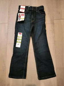 Wrangler NEW Boys Jeans Five Star Boot Slim Fit Flex Size 7 Dark Blue - Picture 1 of 4