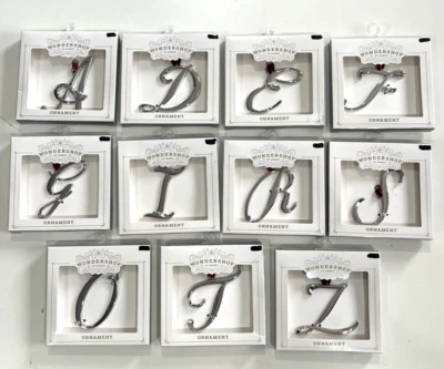 Wondershop Christmas Ornament  Metal Monogram Initial letter Silver - Image 1 of 4