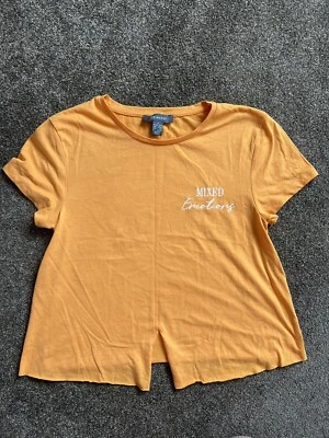 Primark Womens 10/12 Orange Crop Top Tie Up Cute Summer T-shirt 👕 🍊 - Image 1 of 3