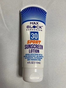 1X Max Block Sport Sunscreen Lotion SPF 30 4oz NEW RARE Paraben Free - Picture 1 of 2