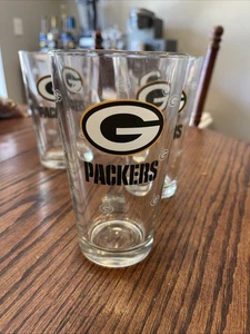 Green Bay Packers Pint Glass Logo Set Of 2 Beer Glasses - Picture 1 of 5