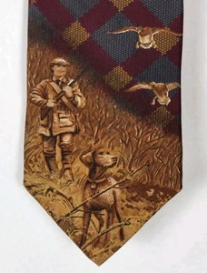Vintage Men’s 100% Silk Bird Dog Hunting Repp Tie Made USA Peter Thomas 62" X 4" - Picture 1 of 9