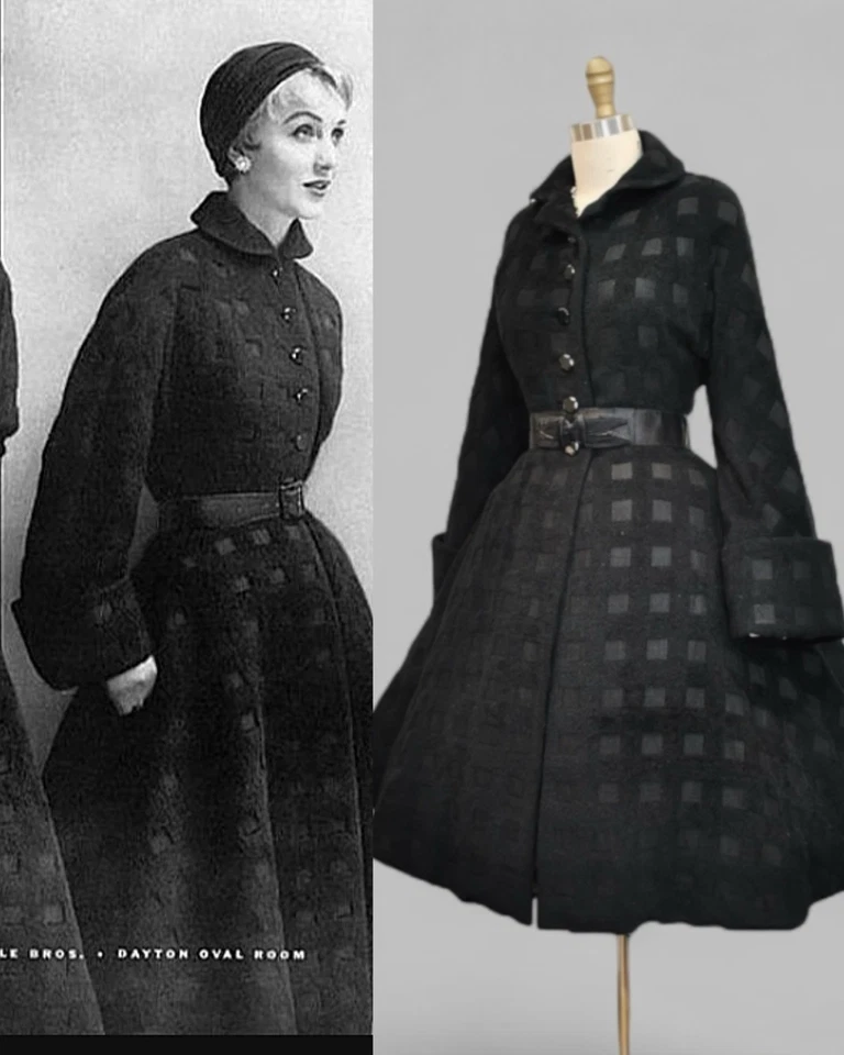 ABRIGO PRINCESA SEYMOUR ZORRO VINTAGE DOCUMENTADO AÑOS 40 50 ajuste acampanado lana negra M Foto 1 de 4