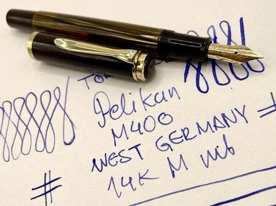 Как новый PELIKAN M400 черепаховый коричневый перьевая ручка - 14k M новый в коробке - Западная Германия - поршень - Изображение 1 из 4